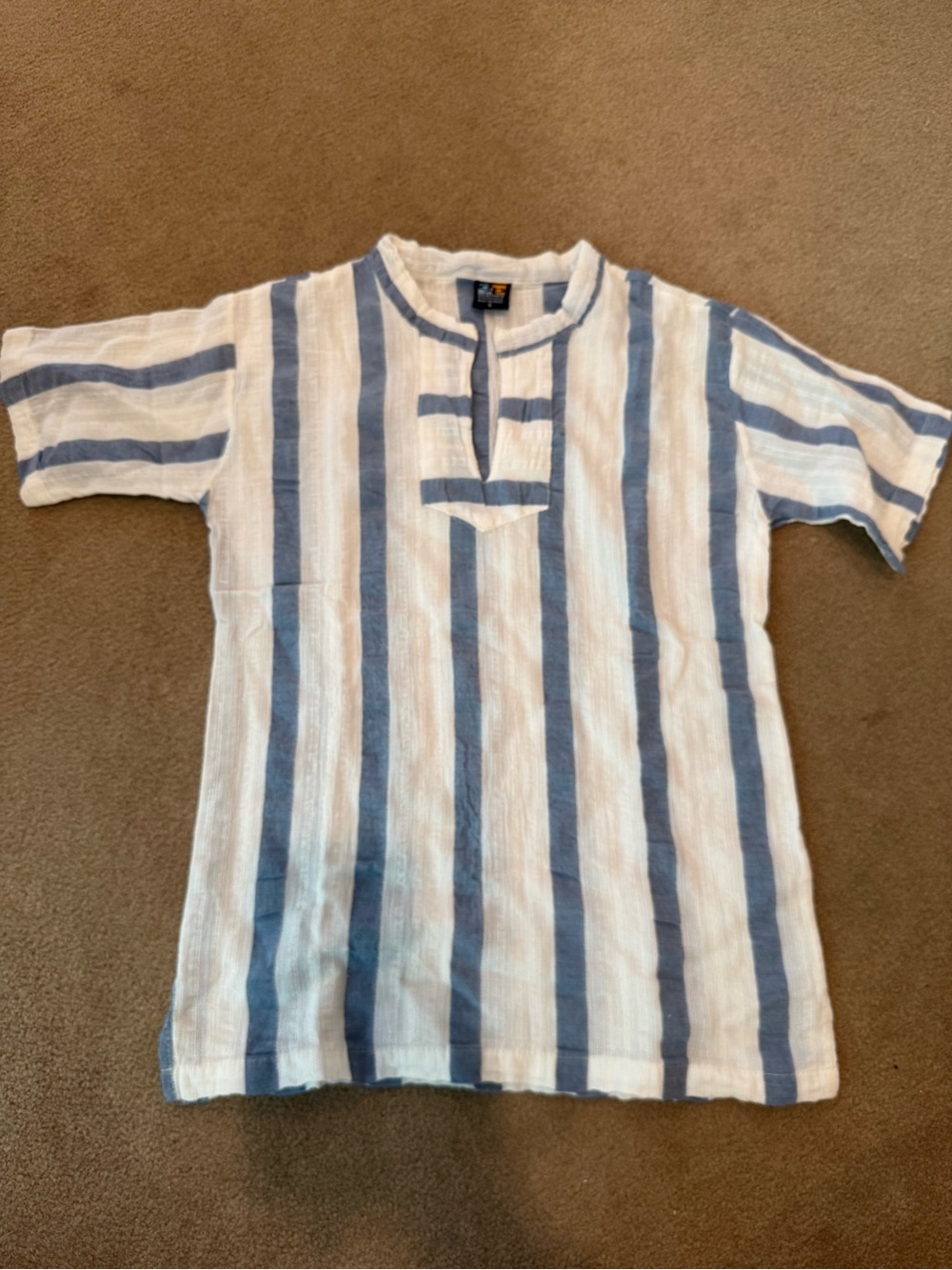 Striped Blue and White Short Sleeve Tunic